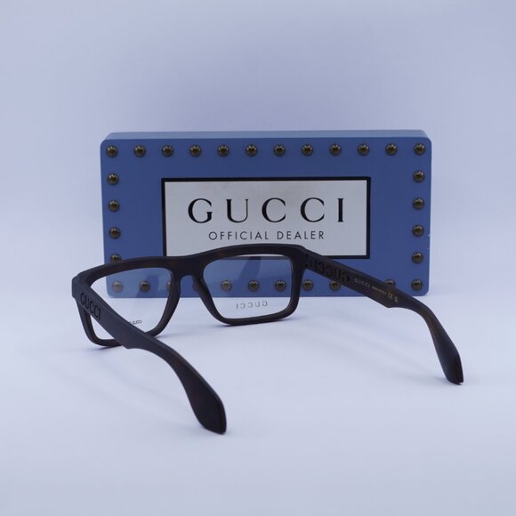 Gucci GG1572O 002 Rectangle Eyeglasses 54mm – Matte Havana - Picture 5 of 12